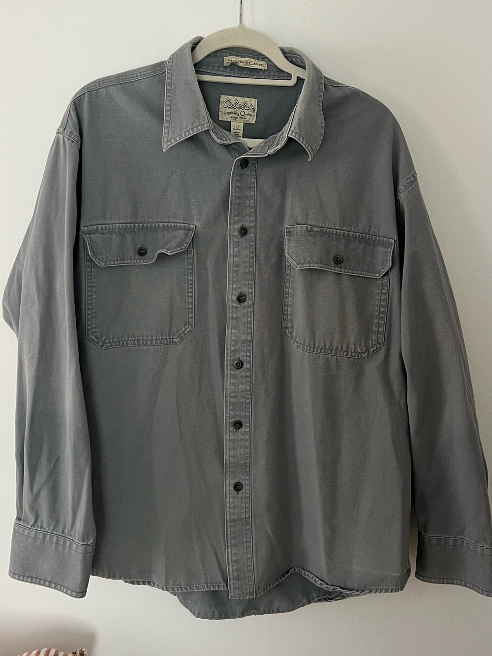 Men’s Cabela’s “Legendary Quality” 100% Cotton Canvas Button Down Shirt sz L